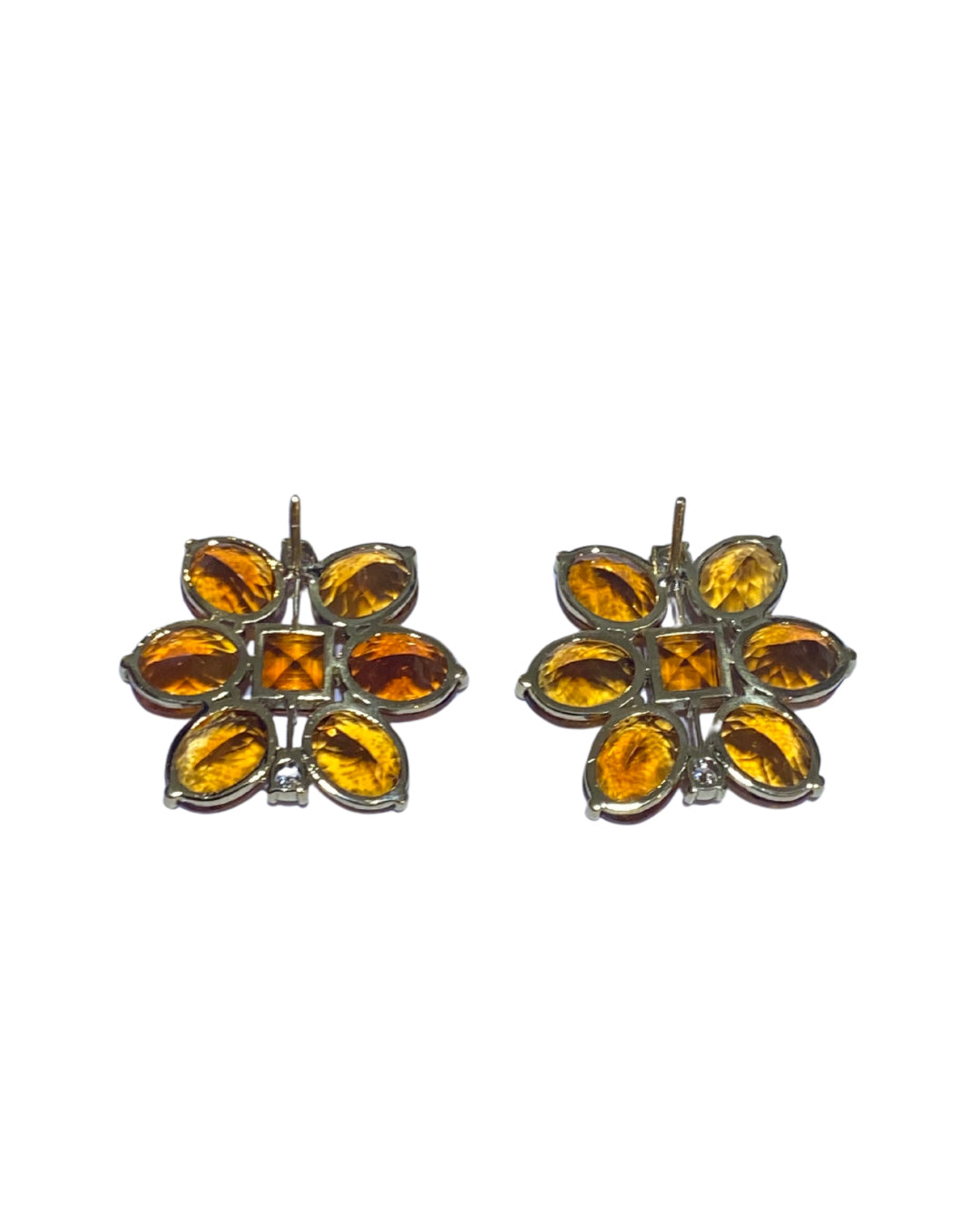 18ct Yellow Gold Citrine and Diamond Studs