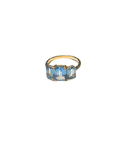 9ct Yellow Gold Natural Swiss Blue Topaz and Diamond Ring