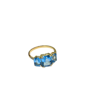 9ct Yellow Gold Natural Swiss Blue Topaz and Diamond Ring