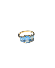 9ct Yellow Gold Natural Swiss Blue Topaz and Diamond Ring