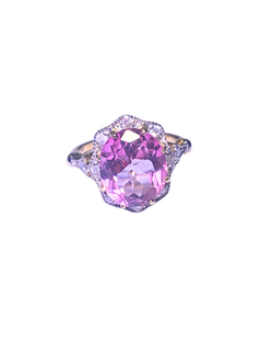 9ct Yellow Gold Diamond and Pink Sapphire Ring
