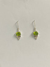 Sterling Silver Peridot and CZ Drop Earrings