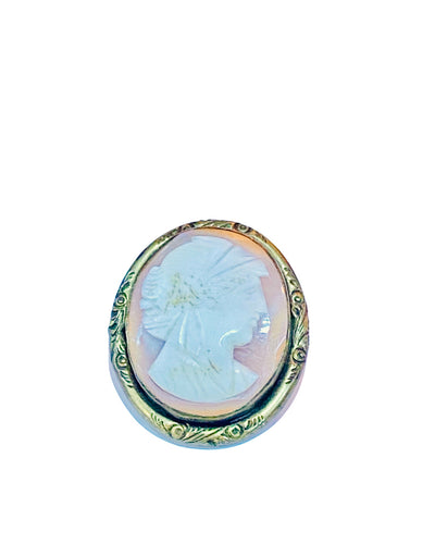 Gold Plated Conch Shell Cameo Brooch