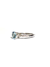 Aquamarine Ring in Sterling Silver with CZ