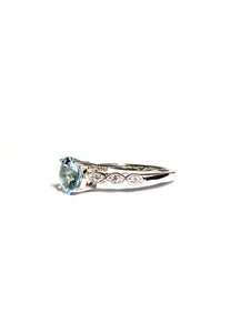 Aquamarine Ring in Sterling Silver with CZ