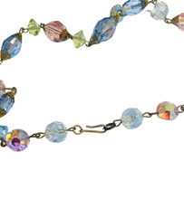 Antique Uranium Glass Crystal Multi-Coloured Faceted Necklace