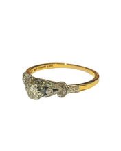 Antique 18ct Yellow Gold and Platinum Diamond Solitaire Ring