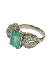 18ct White Gold Emerald and Diamond Ring