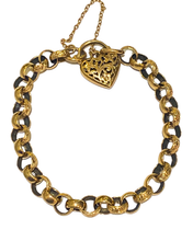 9ct Yellow Gold Engraved Heart-link Bracelet