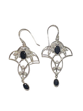 9ct White Gold Diamond and Sapphire Earings
