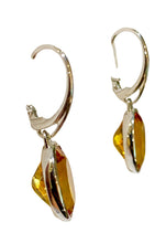 Sterling Silver Oval Citrine Drop Earrings – 14mm