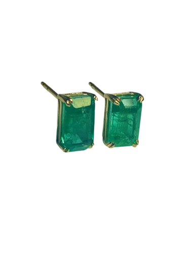 0.48ctx 2 Emerald Stud Earrings in 9ct Yellow Gold