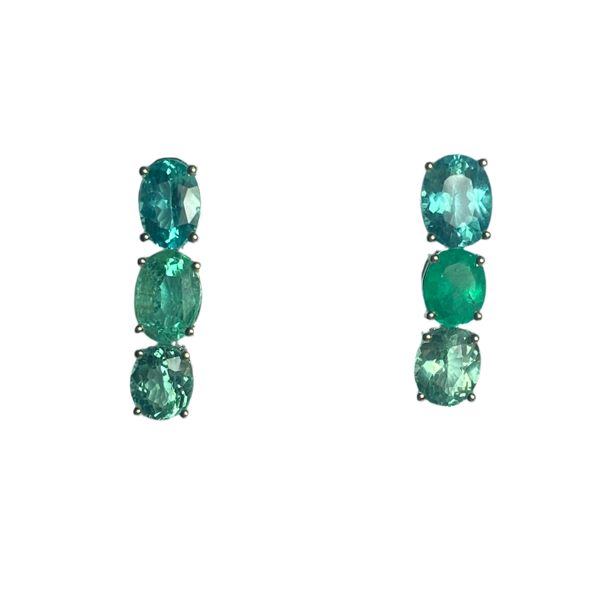 Paraiba Tourmaline, Apatite, 9ct White Gold earrings