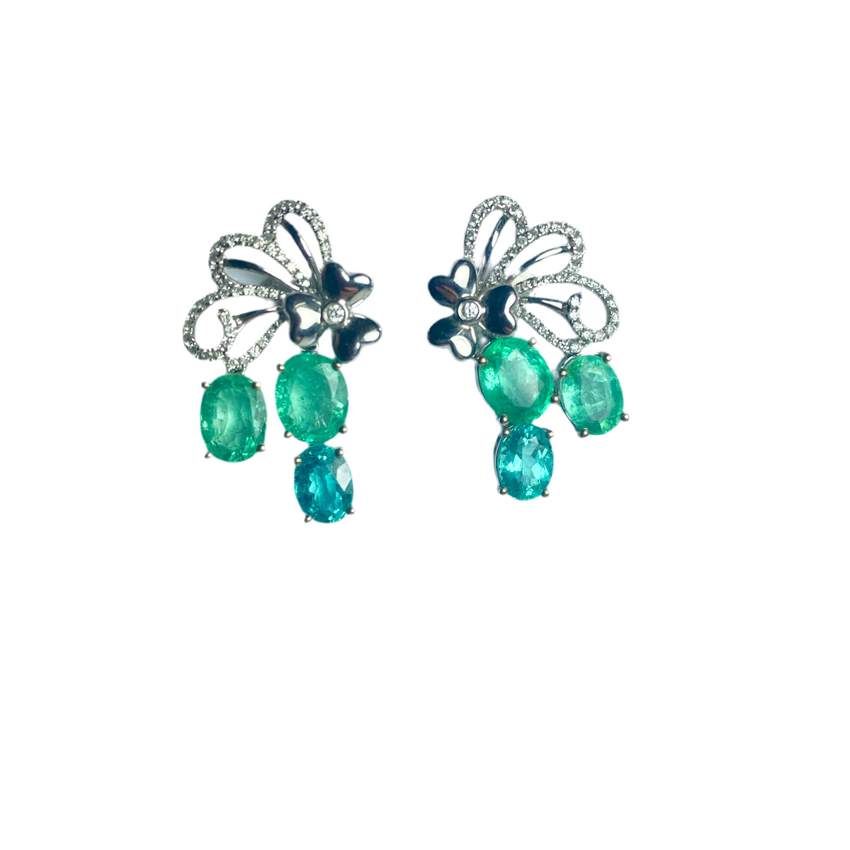 Paraiba Tourmaline, Apatite and Diamond Earrings