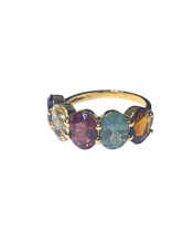 9ct Yellow Gold Diamond and Rainbow Tourmaline Ring