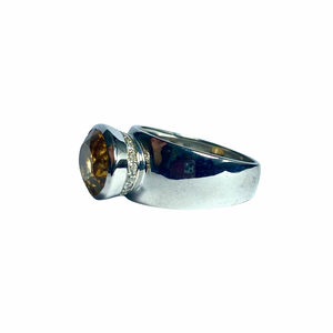 Citrine with CZ Ring in Sterling Silver