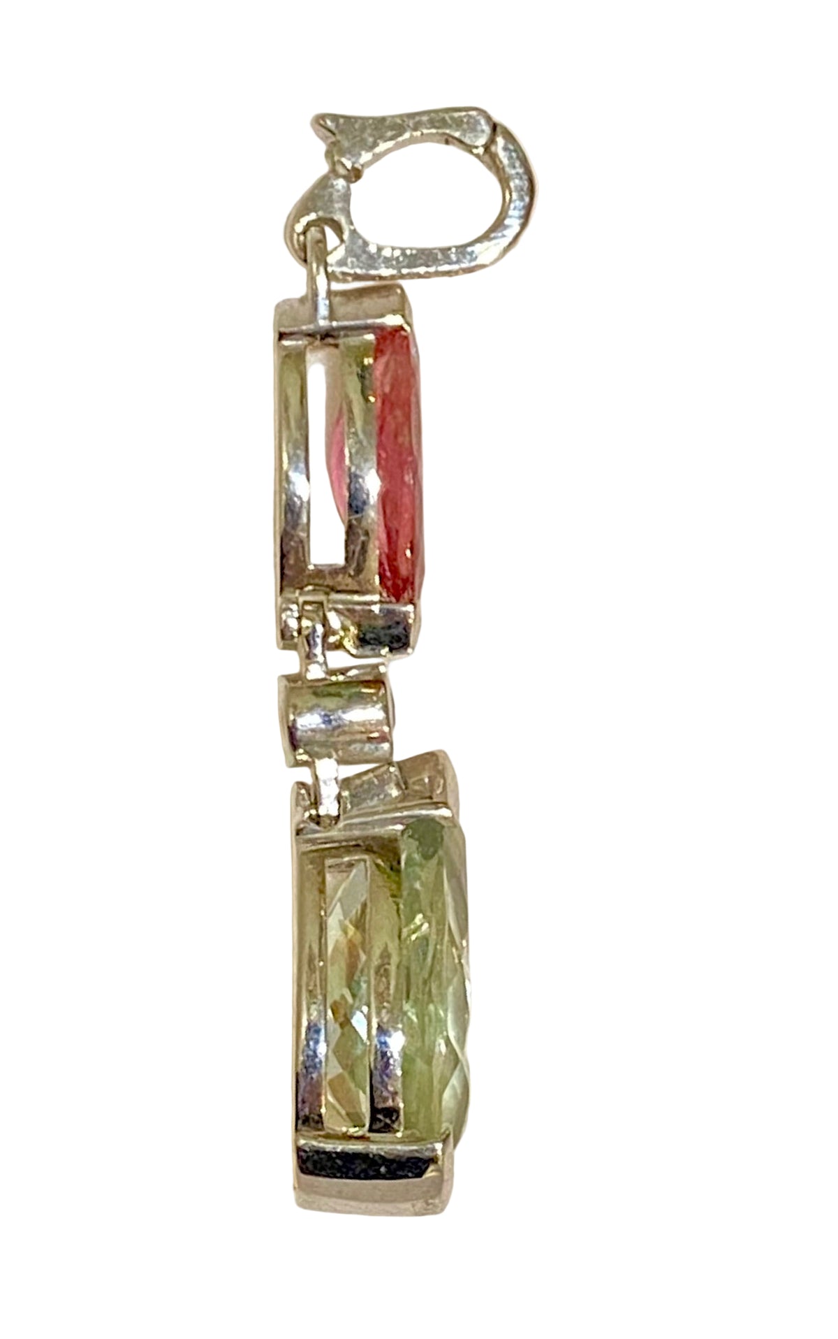 Sterling Silver Tourmaline, Aquamarine & Citrine Articulated Pendant – 54mm