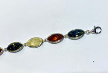 Sterling Silver Multicoloured Amber Bracelet