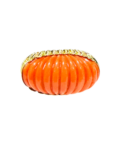 Coral 9ct Yellow Gold Ring