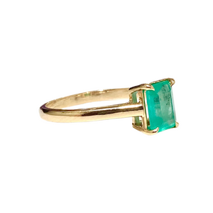 9ct Yellow Gold Natural Emerald Solitaire Ring