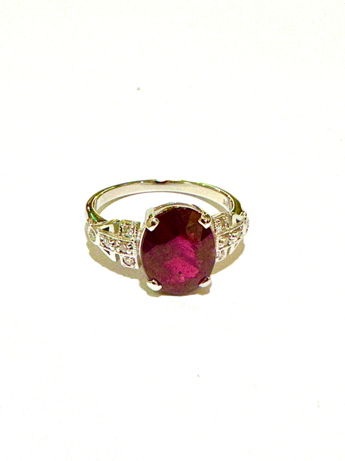 9ct White Gold Ruby and Diamond Ring