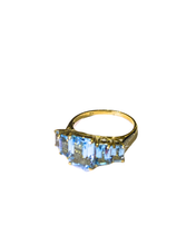 9ct Yellow Gold Natural Swiss Blue Topaz and Diamond Ring
