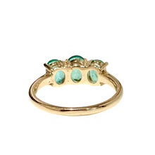 9ct Yellow Gold Natural Emerald Trilogy Ring