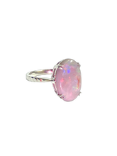 9ct White Gold Solid Black Opal Ring