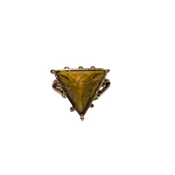 9ct Rose Gold Lava Stone with a Carved Goat Head Ring