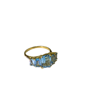 9ct Yellow Gold Natural Swiss Blue Topaz and Diamond Ring