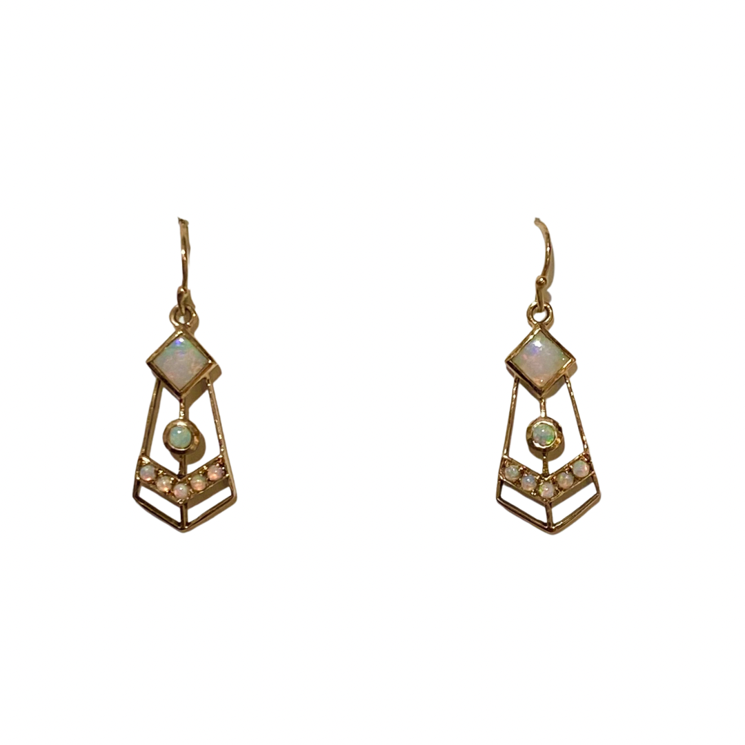 9ct Rose Gold, White Opal Earrings