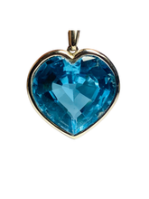 9ct Yellow Gold Blue Topaz Heart Pendant