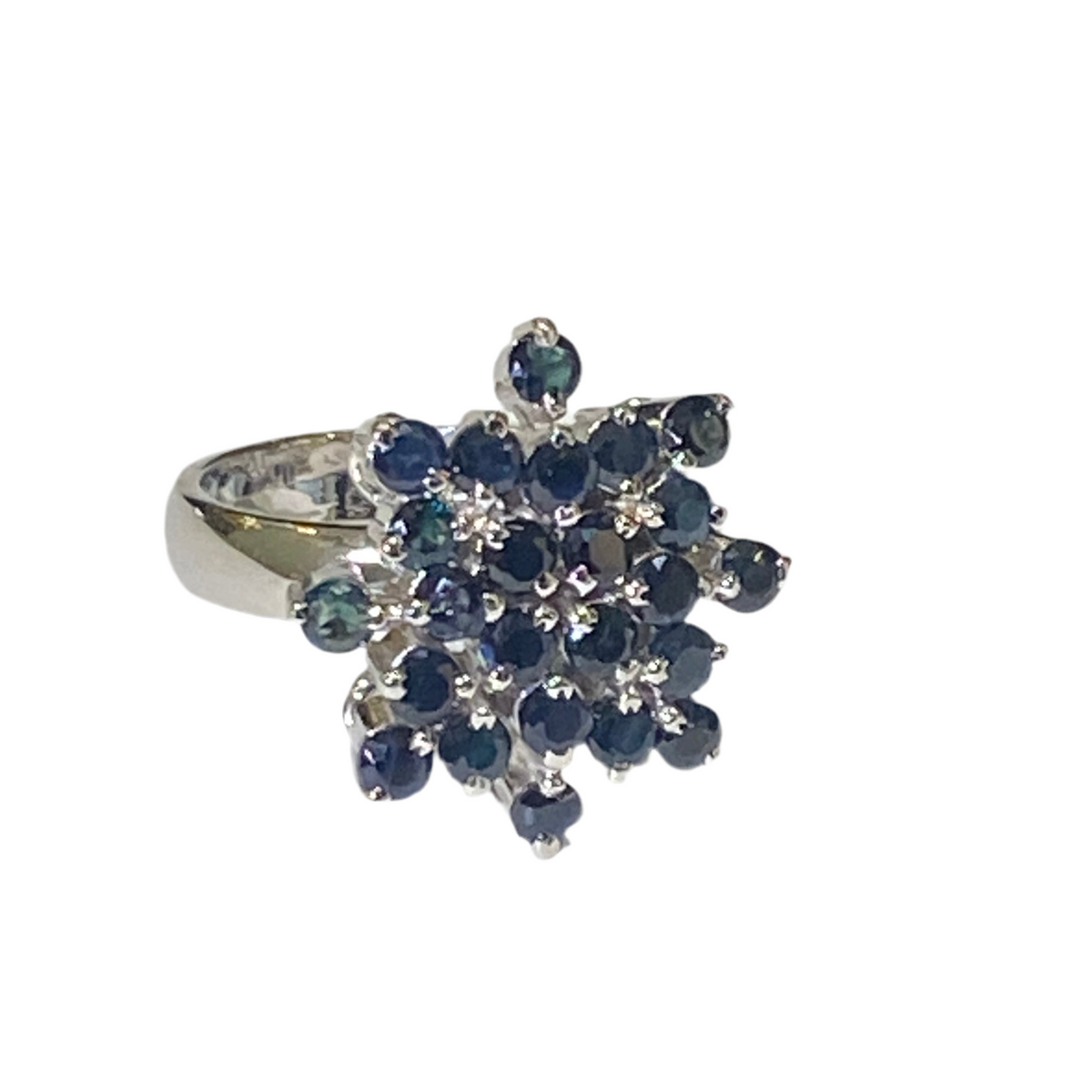 Sterling Silver Natural Blue Multiset Sapphire Ring