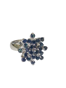 Sterling Silver Natural Blue Multiset Sapphire Ring