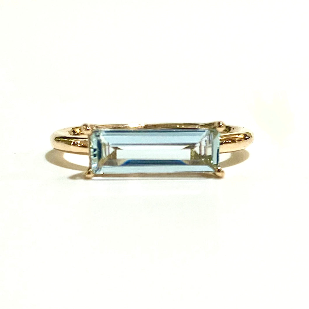 9ct Rose Gold, 1.3ct Natural Aquamarine Ring