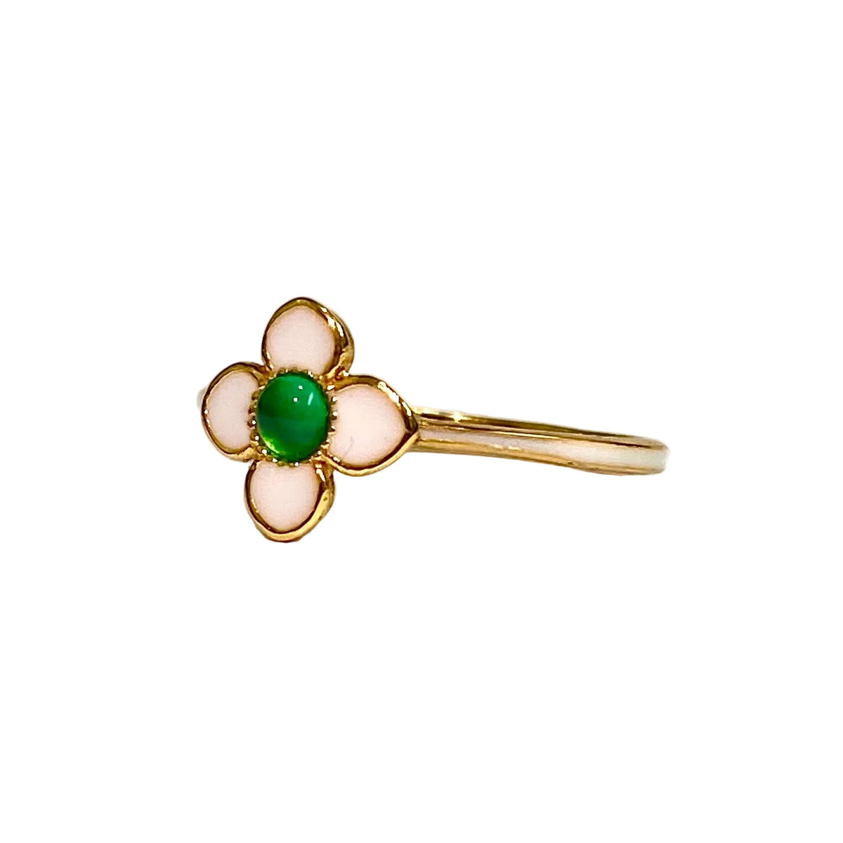 Sterling Silver Gold Plate Enamel Flower Ring