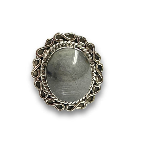 Oval sterling silver agate ring