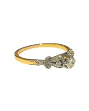Antique 18ct Yellow Gold and Platinum Diamond Solitaire Ring