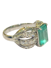 18ct White Gold Emerald and Diamond Ring