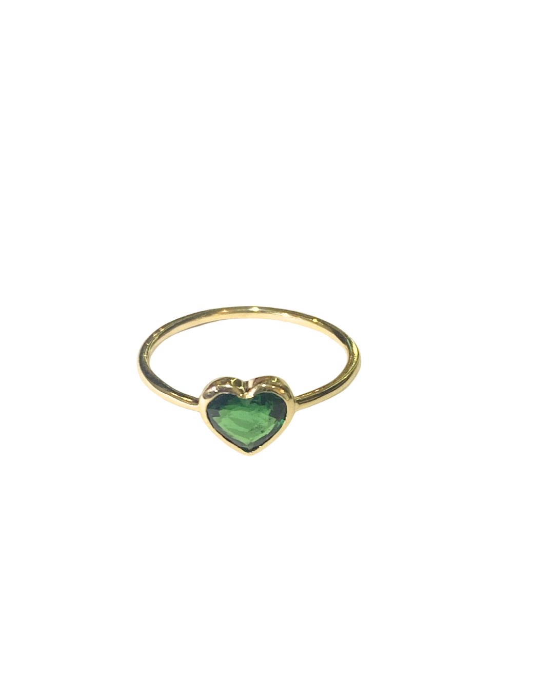 9ct Yellow Gold Heart Shaped Tsavorite Garnet Ring