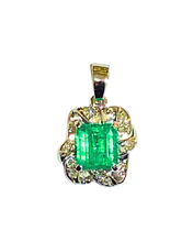 Emerald and Diamond Platinum Pendant