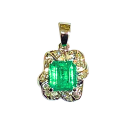 Emerald and Diamond Platinum Pendant