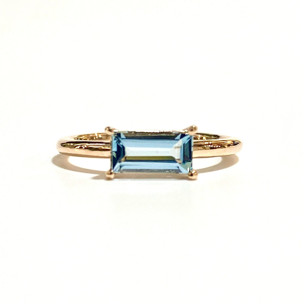 9ct Rose Gold, 1ct Natural Aquamarine Ring