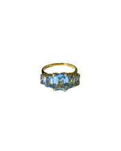 9ct Yellow Gold Natural Swiss Blue Topaz and Diamond Ring