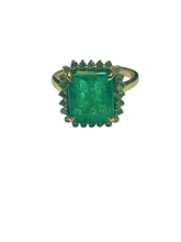 5ct Emerald Ring with Diamonds in 9ct Yellow Gold