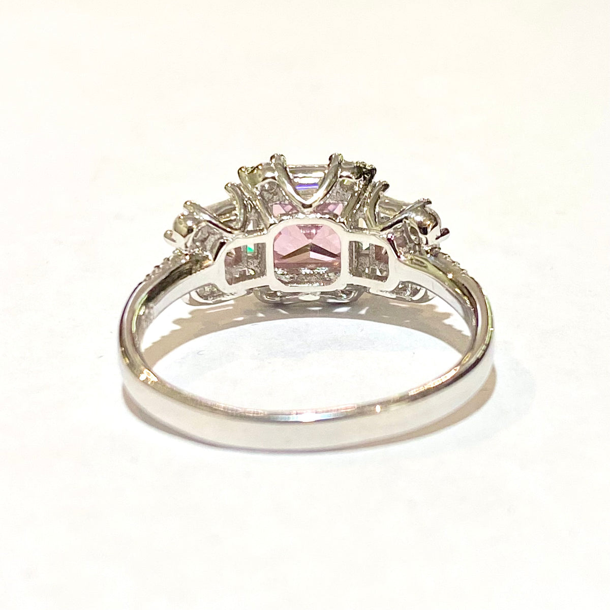 Sterling Silver Pink CZ Princess Ring