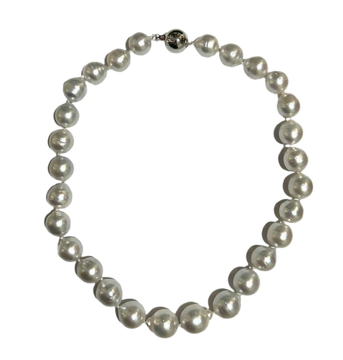 White South Sea Pearl Beaded Necklace with 9ct White Gold Clasp