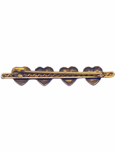 9ct Yellow Gold Engraved 4 Heart Bar Brooch
