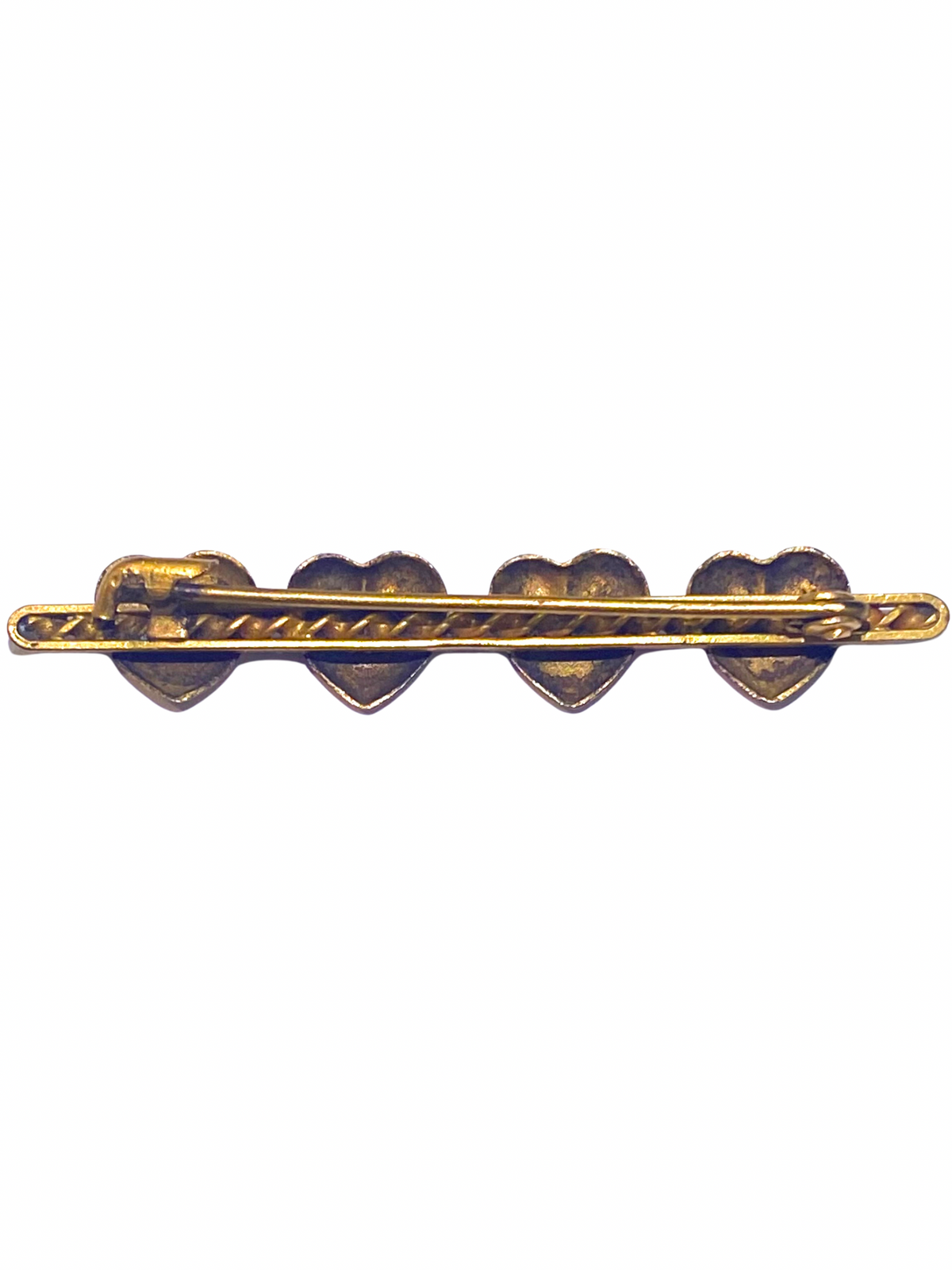 9ct Yellow Gold Engraved 4 Heart Bar Brooch