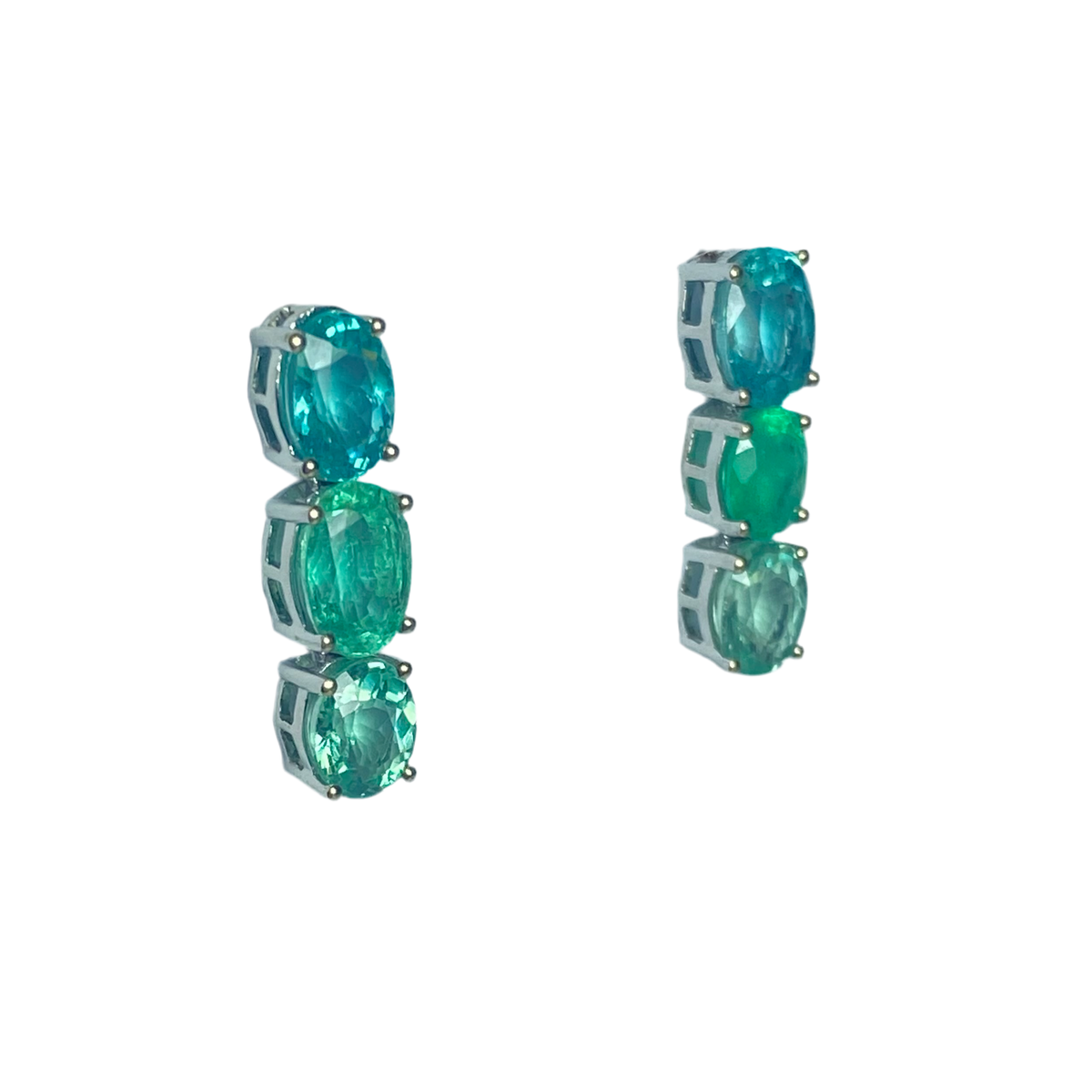 Paraiba Tourmaline, Apatite, 9ct White Gold earrings